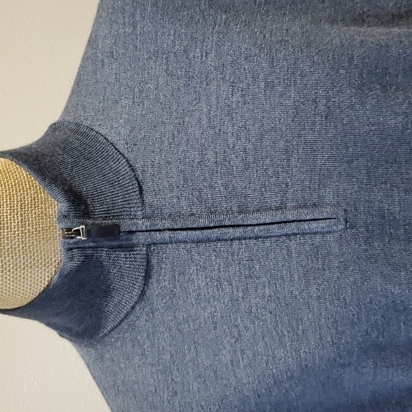 Untuckit merino wool charcoal Grey knit long sleeve sweater 1/4 zip - Picture 2 of 5